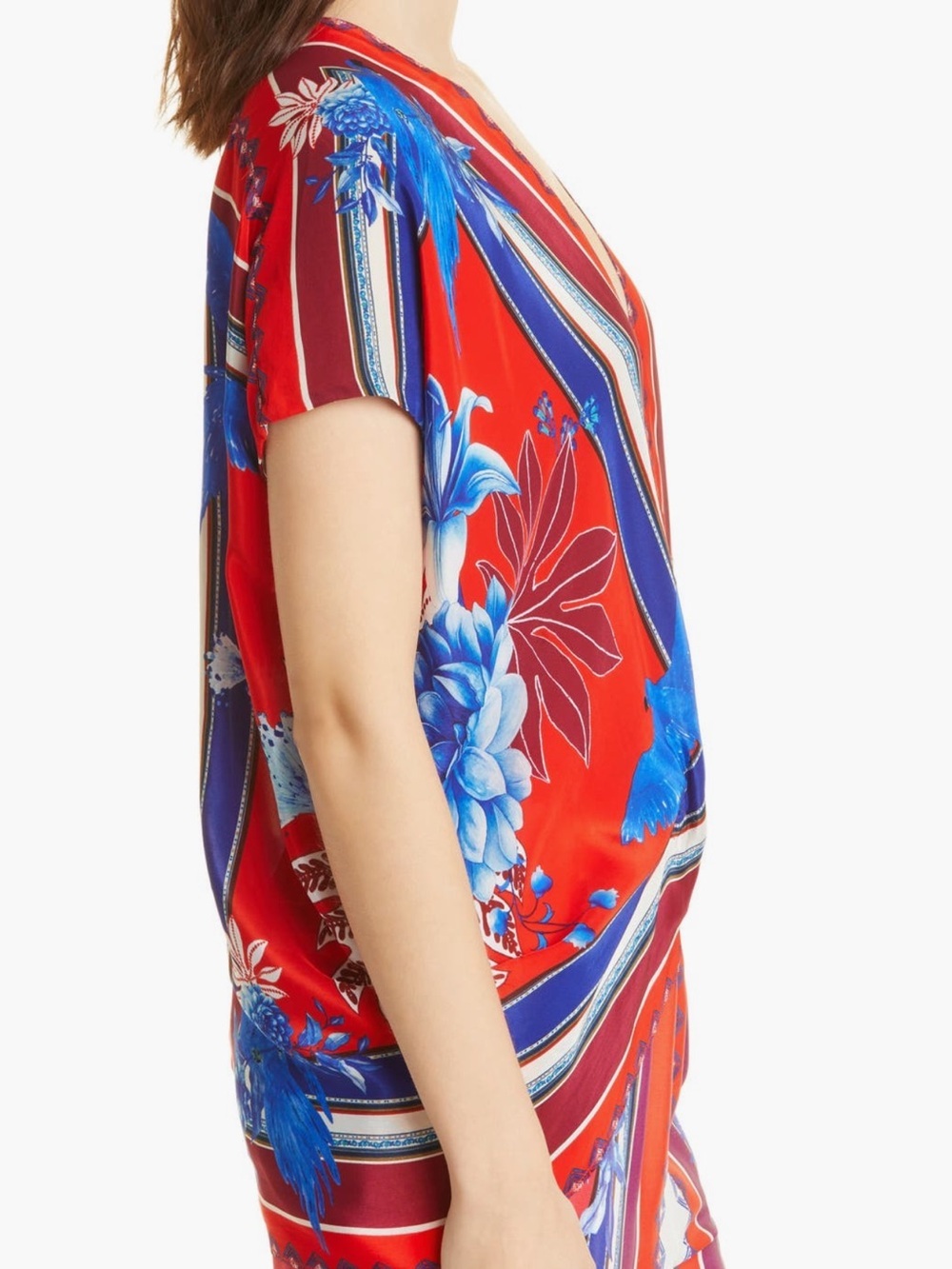 NWT FARM RIO MACAW SCARF OPEN FRONT SHORT SLEEVE BLOUSE - Picture 5 of 8